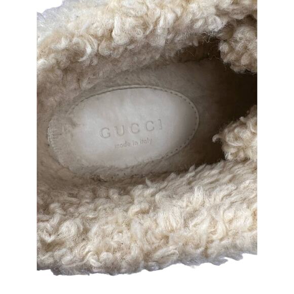 Gucci Harlem Black Leather Stud Shearling Combat Ankle Boots EU 36.5 US 6.5 - Picture 9 of 14